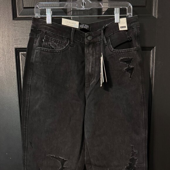 Judy Blue Denim - NWT Judy Bue 90s Black Distressed Stretch Rigid Front Denim 9/29